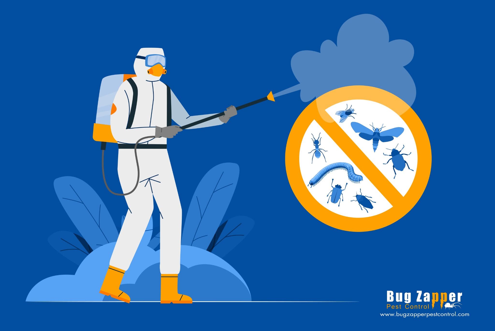 man spraying insects